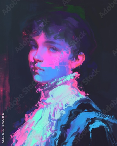 Painting, portrait, digital art, illustration, glitch