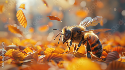 A Photo of a Bee in an Autumn Setting