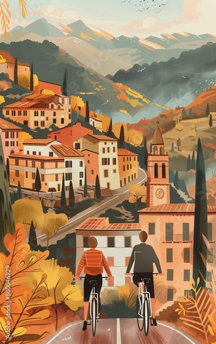 Illustrated Travel Poster for Italy