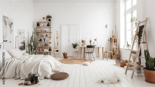 Dirty untidy room. Chaos in the interior. Inaccurate lifestyle. AI generated.