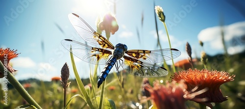 Gossamer Guardian: A Close-Up of a Dragonfly Perched on the Delicate Petals, A Moment of Nature's Grace