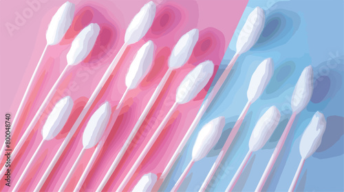 Cotton swabs on color background closeup Vectot style photo