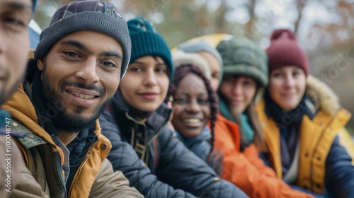 Friendly Group Selfie, A Face of Climate Migrants with Optimism, Suitable for Campaigns