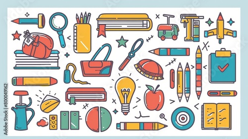 Back to school themed icon set