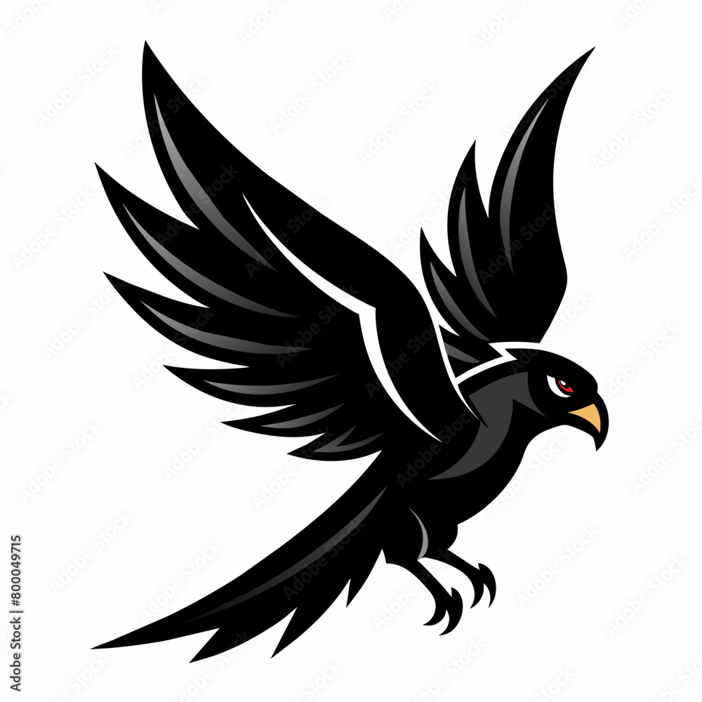 Obraz premium Sleek Black Falcon Logo: Dynamic Design for Your Brand's Soaring Identity