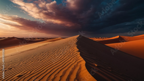 Sunset view to Tin Merzouga dune at Tassili nAjjer national park, Algeria
 photo