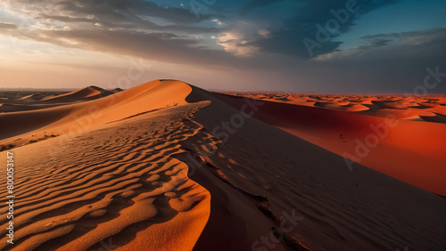 Sunset view to Tin Merzouga dune at Tassili nAjjer national park  Algeria 