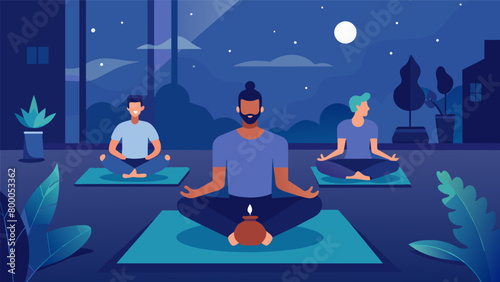 A tranquil setting with dim lighting and soothing music sets the perfect atmosphere for the men to unwind and relax in their restorative yoga.