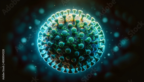 風邪やインフルエンザ、コロナ（COVID-19）ウィルスや感染症の病原体のイメージ