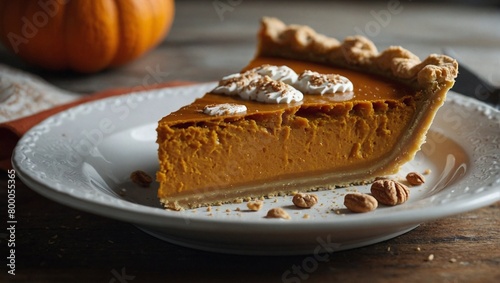 A slice of pumpkin pie
