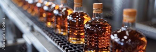 Whiskey bottling process in a standard factory production line for optimal search visibility