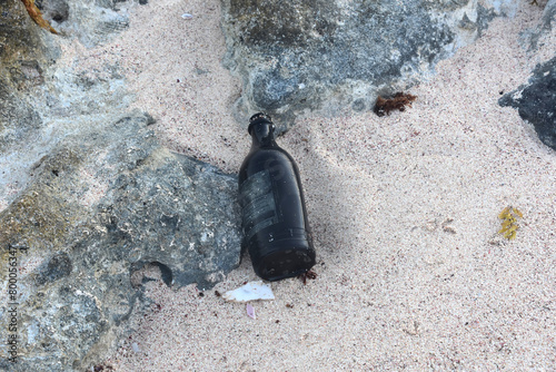 Brown Bottle on a Beach in the Dutch Antilles photo