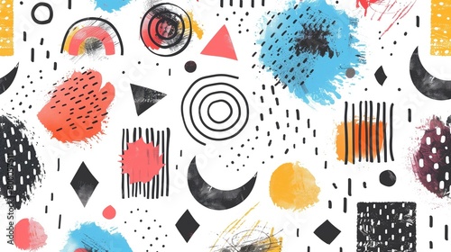 Minimalist Boho Doodle Seamless Digital Paper