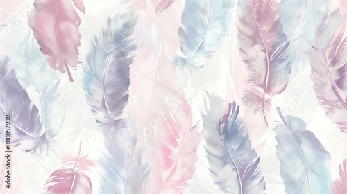 Colorful Feather Pattern on White Background