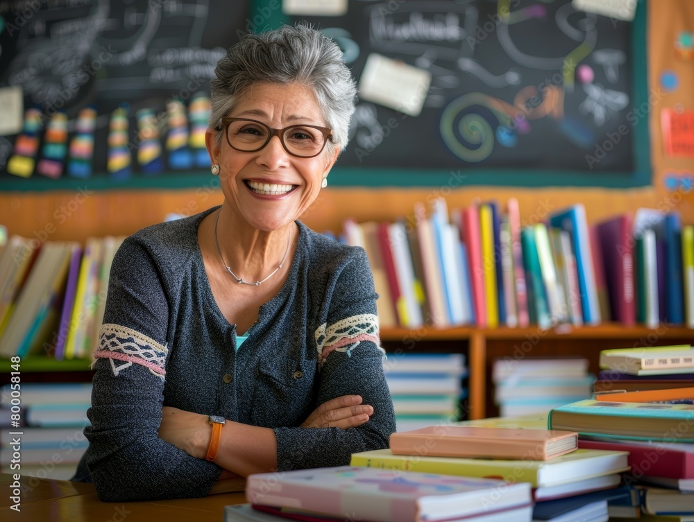 Smiling educator in the classroom Teachers Day Smiling educator in the classroom Teachers Day