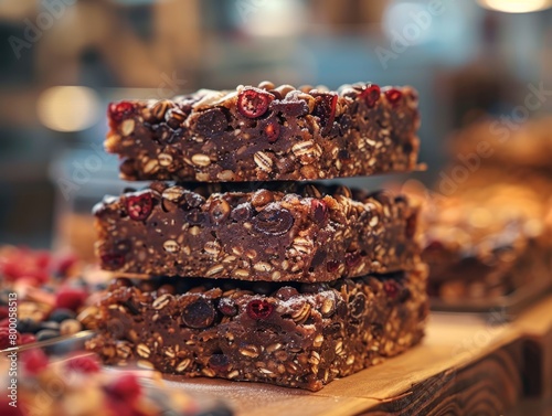 Healthy bars with nuts  seeds and dried fruits on the table 