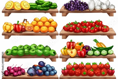 Shelves filled with vibrant fruits and veggies