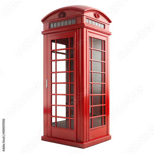 Iconic red telephone booth on a transparent background
