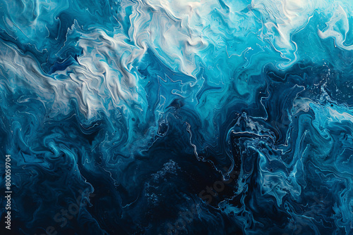Abstract fluid art background in shades of blue and white resembling ocean waves