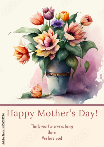 Flower composition. Mother's day card design.