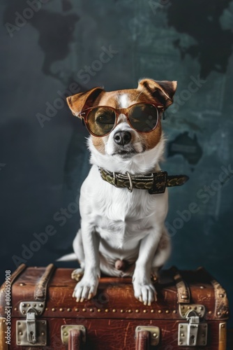 a dog in glasses. selective focus © Anna