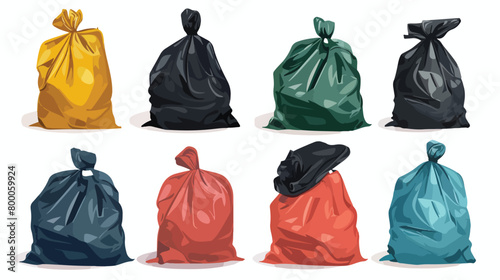 Different garbage bags on white background Vectot sty