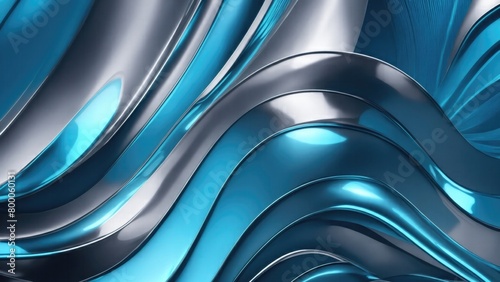 Cyan Chrome Metal Wave background