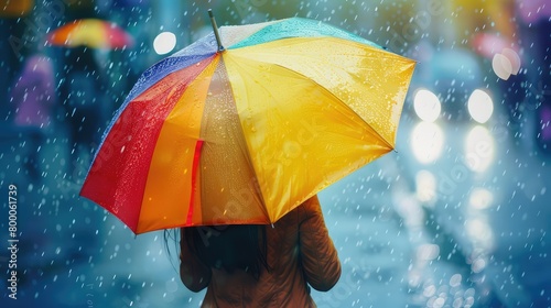 colorful colorful umbrella with rain photo