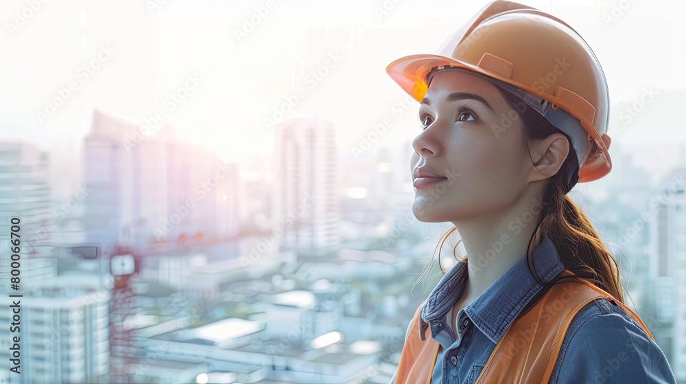 woman builder on the background of construction. selective focus woman builder on the background of construction. selective focus