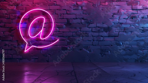 Neon at the rate sign on dark wall background
