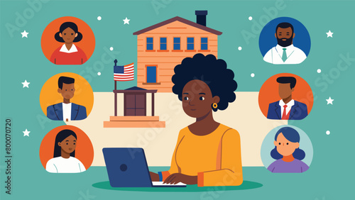 A virtual visit to a Freedmens Bureau showcasing the organizations efforts to provide aid and resources to newly freed slaves.. Vector illustration
