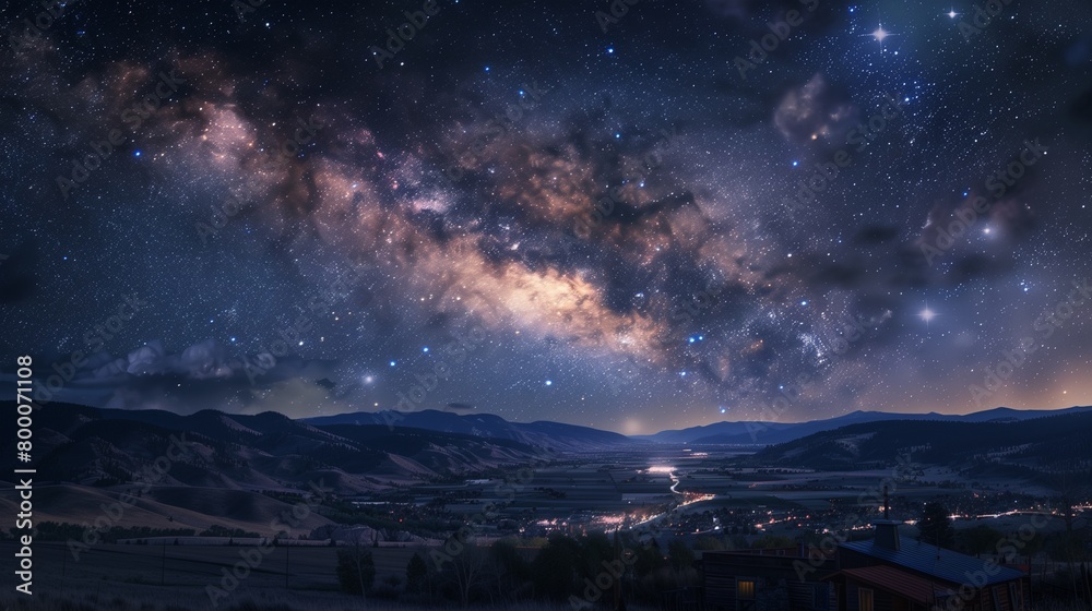 Fototapeta premium In the stillness of a mystical night, stars bloom like celestial flowers in a garden of dreams.