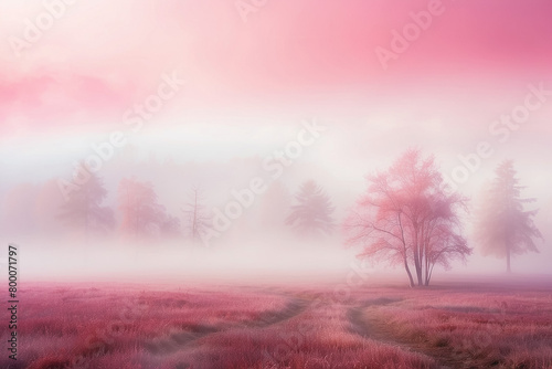 autumn forest in the morning in the fog 