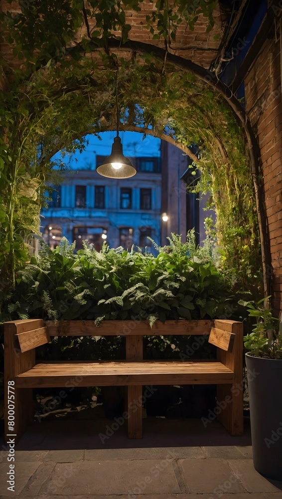 The photographs show the cozy atmosphere of the corner in the arch of the beer bar. Benches of different shapes and heights from different sides of the tree are located along the walls of the arch. Th The photographs show the cozy atmosphere of the corner in the arch of the beer bar. Benches of different shapes and heights from different sides of the tree are located along the walls of the arch. Th