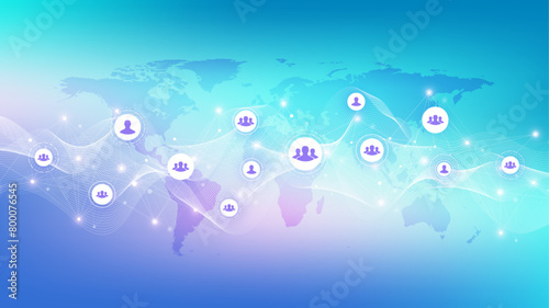 Global network connection banner design template. Header social network communication in the global business concept. Big data visualization. Internet technology