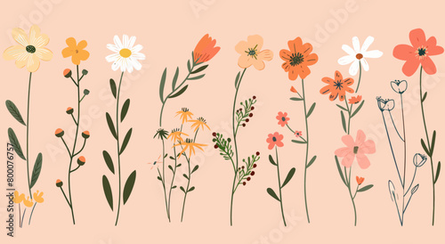 a bunch of flowers that are on a pink background