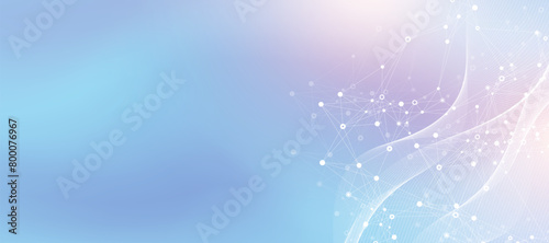 Abstract tech network connection dots. Digital technology and big data analysis background. White background with plexus lines. Geometric background with abstract mesh