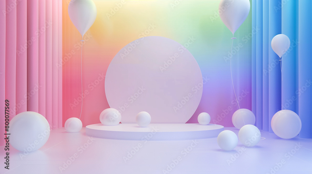 3d rendering of colorful rainbow background wall with birthday party decoration, rainbow colors, empty wall mock up, birthday invitation, greeting card
3d rendering of colorful rainbow background wall with birthday party decoration, rainbow colors, empty wall mock up, birthday invitation, greeting card