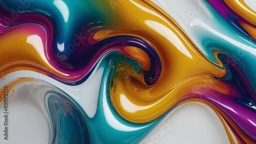 liquid colorful waves with glossy effect, shinny background photo
