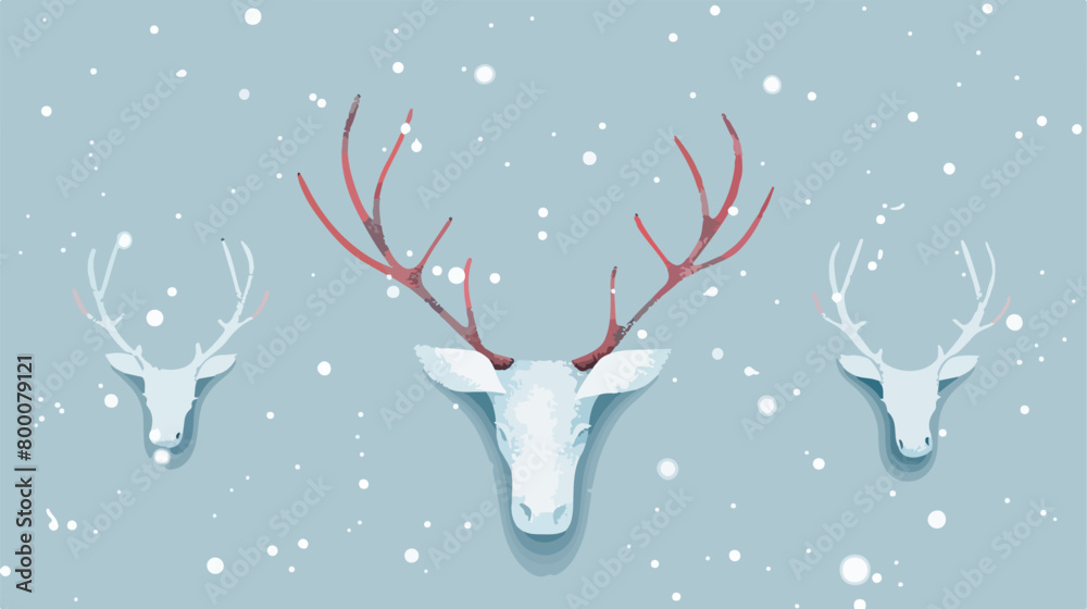 Funny Christmas reindeer horns on blue background vector