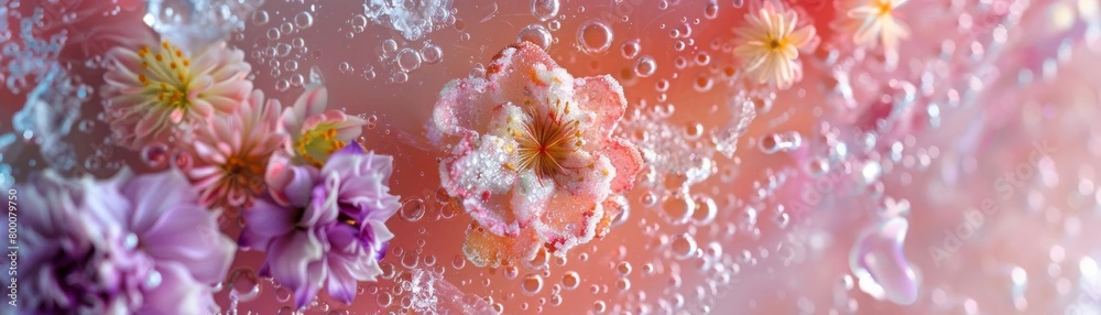 A close-up photograph of a flower made of rubies and diamonds with water droplets on it A close-up photograph of a flower made of rubies and diamonds with water droplets on it