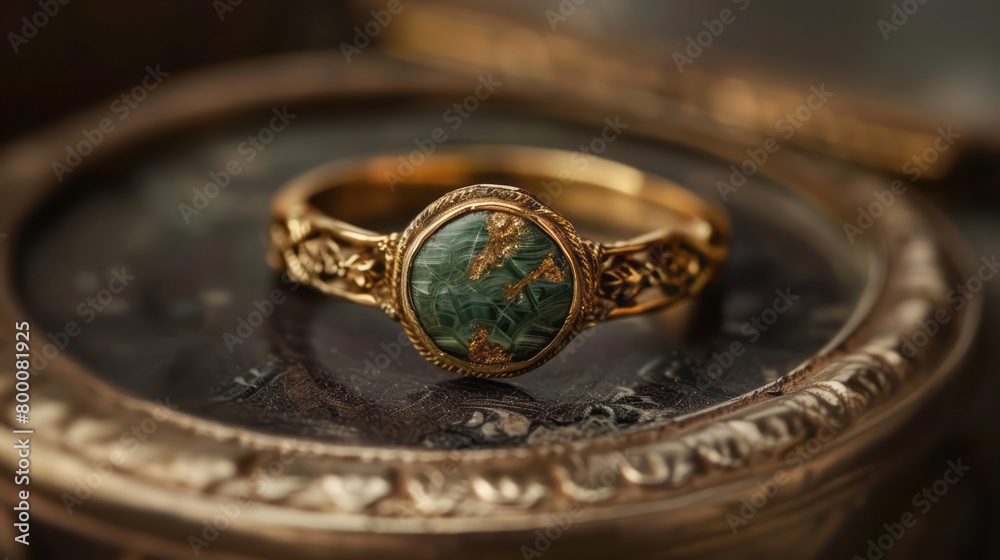 Antique Gold Ring with Moss Agate Stone. Antique Gold Ring with Moss Agate Stone.