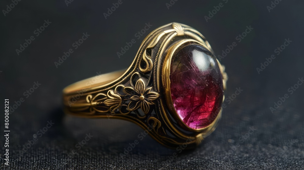 Antique Ring with Moss Rubin Stone.