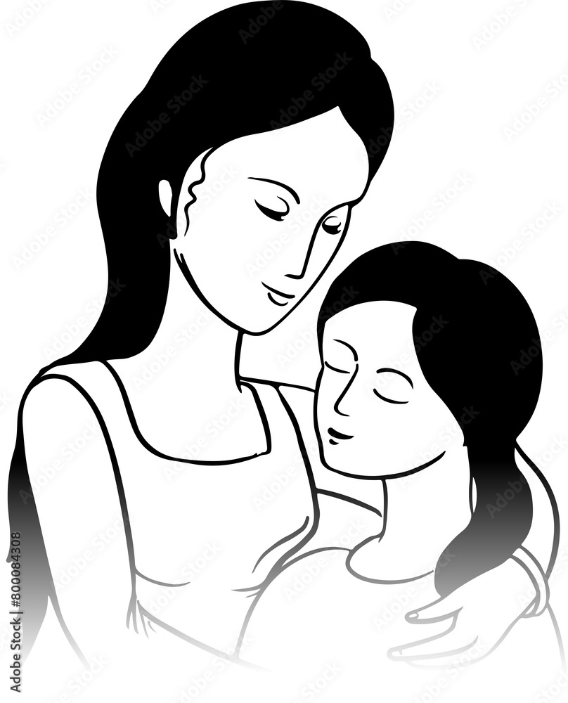 Mothers Day Line Art Outline. Happy Mothers Day Mothers Day Line Art Outline. Happy Mothers Day