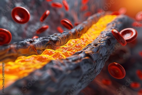 Show the progression of plaque buildup in arteries due to high cholesterol levels