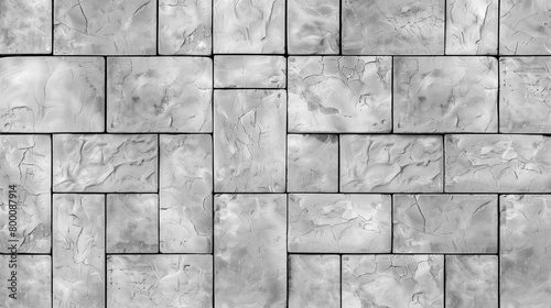 grey paver wall, seamless texture, top view, seamless pattern,  monochrome background, backdrop, high resolution, professional illustration photo