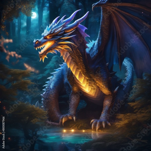 Fantasy illustration of a majestic dragon