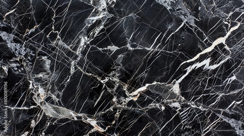 Sophisticated Luxury of Black Marble with White Veining