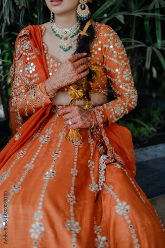 beautiful Indian bride wearing a traditional Indian bridal dress