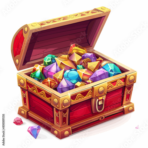 a chest filled with lots of colorful jewels